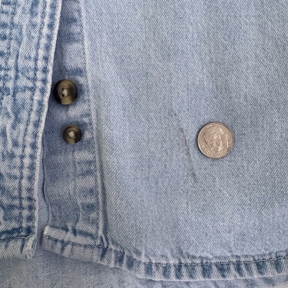 Vintage Denim Flamingo Embroidered Long Sleeve Button-Up Shirt - Picture 6 of 9